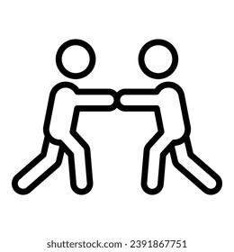 Vector de contorno de icono de defensa de combate. La gente ataca. Autopatada