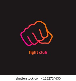 Fight, fist icon, clenched fist, hitting target. Vector illustration