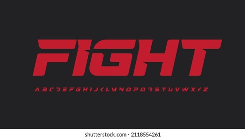 Fight Font Battle Alphabet Strike Letters. Modern Logo Typography. Minimal Dynamic Typographic Design. Sport Letter Set For Power Logo, Headline, Monogram And Branding Type. Isolated Vector Typeset