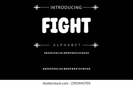 Fight font modern bouncy typeset, lively friendly alphabet. Playful cheerful letters in Los Muertos Mexican style for menus, labels, signage, ads, crafts and comic book. Vector typographic design