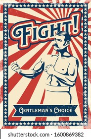 Fight is the Gentleman's Choice Retro Style Poster Old School Boxing