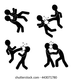 Fight. Human silhouettes fighting