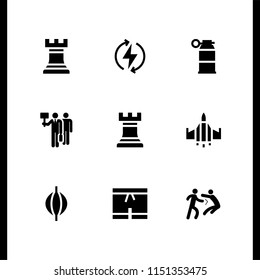 fight icon. 9 fight set with boxing shorts, power, strike and fighter vector icons for web and mobile app