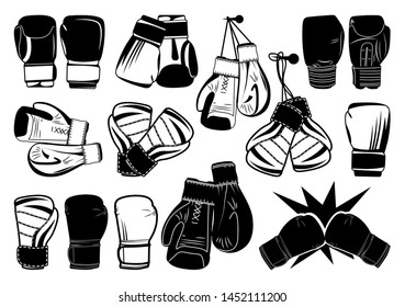 Fight Icon | Boxing Gloves Bundle Vector Illustration Silhouette