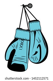 Fight Icon | Hanging Boxing Gloves Vector Illustration Silhouette