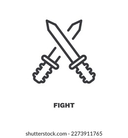 icono de pelea. Icono de lucha en línea delgada de la colección de inicio y estrategia. Vector de contorno aislado en fondo blanco. El símbolo de lucha modificable se puede usar web y móvil