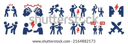 Fight icon vector set. Symbol of fighter and argument illustration collection.