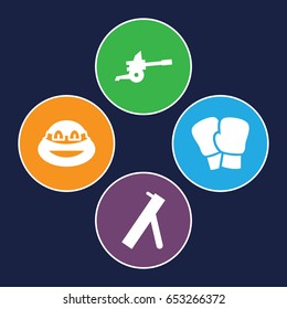Fight icons set. set of 4 fight filled icons such as ninja, cannon