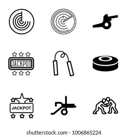 Fight icons. set of 9 editable filled and outline fight icons such as smoke bomb, cannon, radar, jackpot, judo