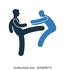 Kämpfe, kick Symbol. Einfache bearbeitbare Vektorgrafik.