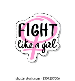 fight like a girl doodle logo sticker