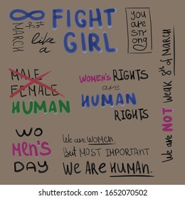 Fight like a girl. Women's day. 8th of march.