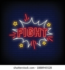 Fight Neon Signs Style Text Vector