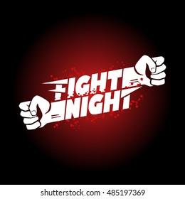 Fight Night Mma, Wrestling, Fist Boxing Championship For The Belt Event Poster Logo Template With Lettering.