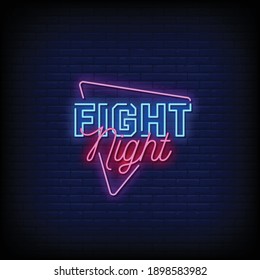 Fight Night Neon Signs Style Text Vector