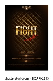 Fight Night Poster Template. Vector Golden Words On Dark Background.