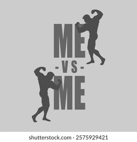 fight on me VS me body builder fighter graphic design vector illustration