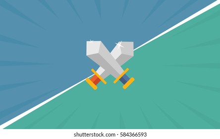 Fight on swords. Background Vector Illustration