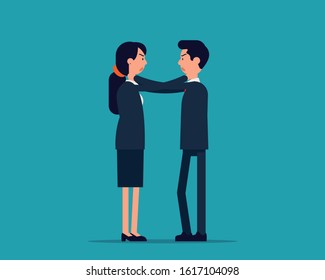 Fight opponents. Negotiations concept. Vector illustration in cartoon design.
