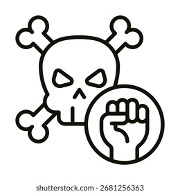 Luta contra a pirataria ícone vetor linha