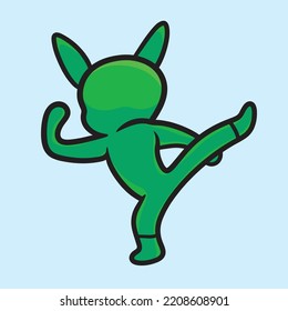 Fight Pose Cartoon Character Mascot Flat Design Cute Funny Fun