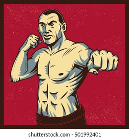 Fight pose. Isolated artwork object. Suitable for and any print media need.