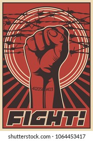 Fight Propaganda Poster. Stylization under the Obey Series of Posters