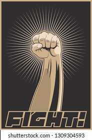 Fight Protest Propaganda Poster Fist Symbol