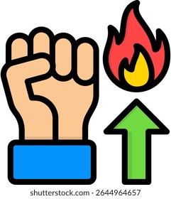 Fight Spirit Icon Lineal Color Vector Illustration