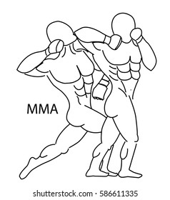 Fight sport. Mixed martial arts fighter. Concept of fitness and healthy lifestyle on a white background.