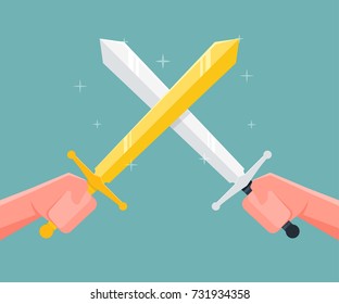 Fight with the sword. Vector illustration