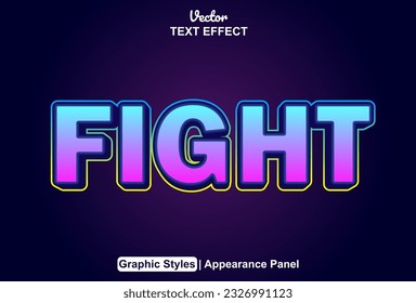 fight text effect with blue graphic style and editable.