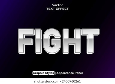 fight text effect with silver  graphic style and editable.