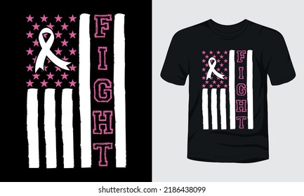 Fight USA flag breast cancer t-shirt design.