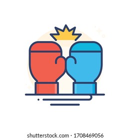 Kampf Vektorillustration Illustration.  Umriss-Symbol für Start und Neuer Betrieb gefüllt. 