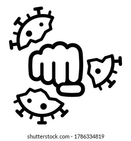 Fight Virus Fist Flat Icon Isolated On White Background