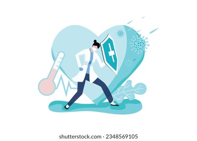 Fight the Virus Flat - Vector Illustrator