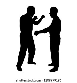 fight without rules boxing. silhouettes of men on a white isolated background. vector illustration