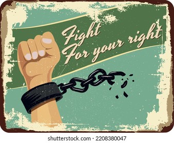 fight for your right grunge retro illustration