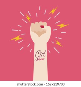 Fight for your rights. Hand of man raised fist air. Vector illustration