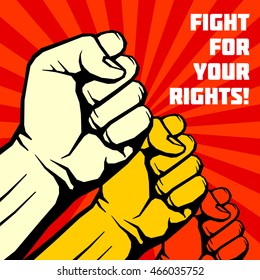 Fight for your rights, solidarity, revolution vector poster