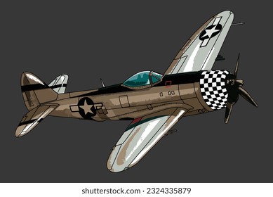 Kampfflugzeug-Flugzeug P-47 mit Schraubverschluss, Vektorgrafik