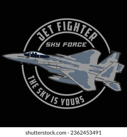  fighter aircraft F-15 flying illustration t shirt design.