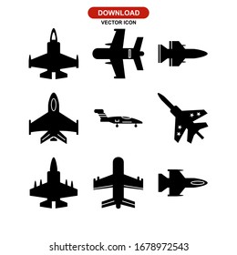 icono de avión de combate o logotipo símbolo de signo aislado ilustración vectorial - Colección de iconos vectoriales de estilo negro de alta calidad
