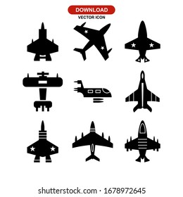 icono de avión de combate o logotipo símbolo de signo aislado ilustración vectorial - Colección de iconos vectoriales de estilo negro de alta calidad
