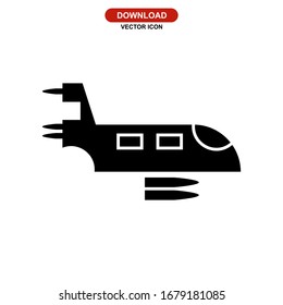fighter aircraft icon or logo isolated sign symbol vector illustration - high quality black style vector icons
