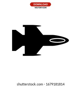 icono de avión de combate o logotipo símbolo de signo aislado ilustración vectorial - iconos vectoriales de estilo negro de alta calidad
