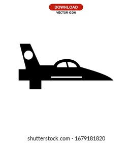 icono de avión de combate o logotipo símbolo de signo aislado ilustración vectorial - iconos vectoriales de estilo negro de alta calidad
