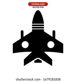 icono de avión de combate o logotipo símbolo de signo aislado ilustración vectorial - iconos vectoriales de estilo negro de alta calidad
