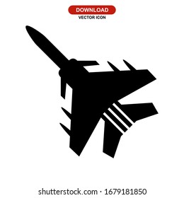 icono de avión de combate o logotipo símbolo de signo aislado ilustración vectorial - iconos vectoriales de estilo negro de alta calidad
